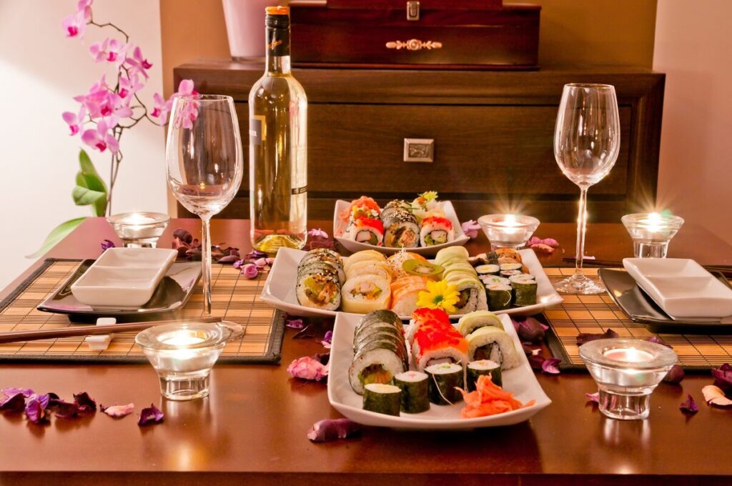 sushi and wine
